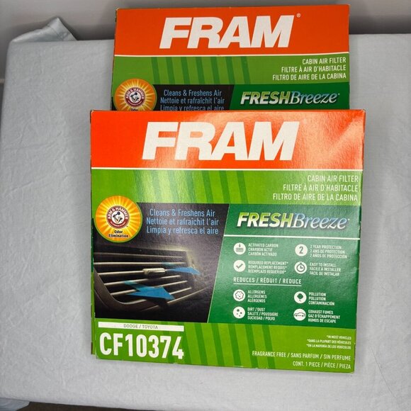 FRAM NEW Cabin Air Filter X2 Dodge / Toyota CF10374 FreshBreeze Odor Elimination - Picture 1 of 3